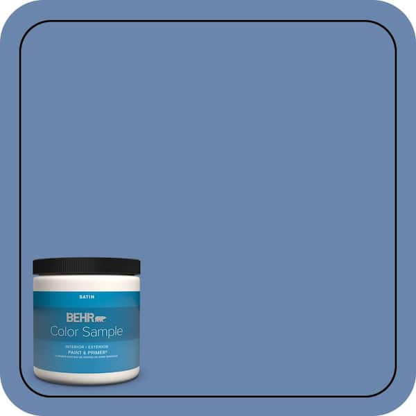 BEHR PREMIUM PLUS 8 oz. #M530-5 Cowgirl Blue Satin Enamel Interior/Exterior Paint & Primer Color Sample
