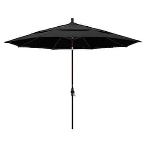 11 ft. Aluminum Collar Tilt Double Vented Patio Umbrella in Black Olefin