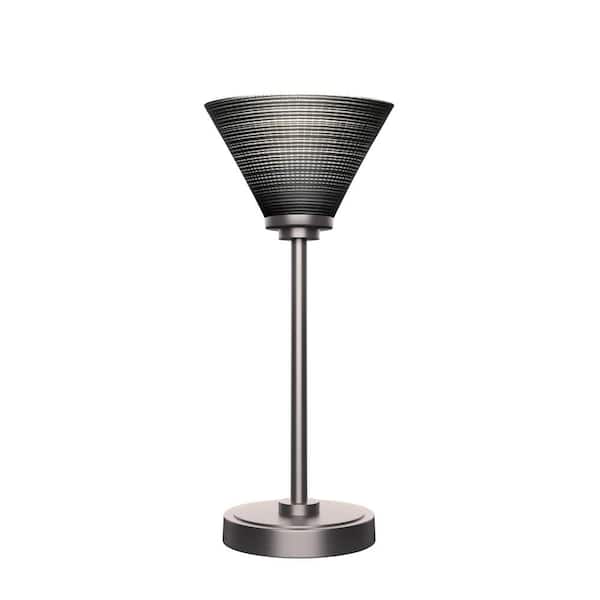 Unbranded Quincy 16 in. Graphite Accent Lamp with Black Matrix Glass Shade