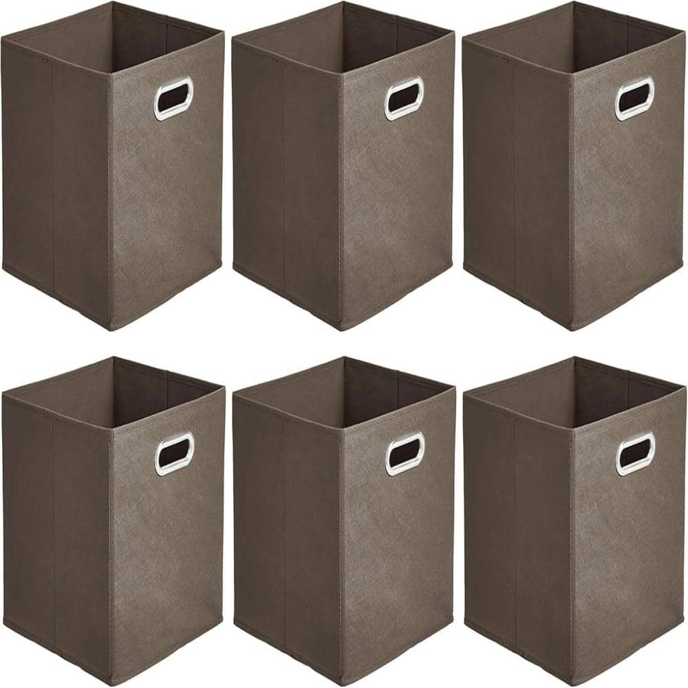11 in. H x 10.5 in. W x 10.5 in. D Taupe Fabric Collapsible Cube