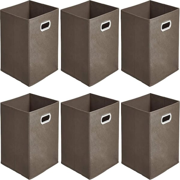 11 in. H x 10.5 in. W x 10.5 in. D Taupe Fabric Collapsible Cube Storage Bin, Pack of 6