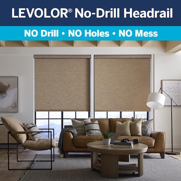 Custom No Drill Light Filtering Roller Shades