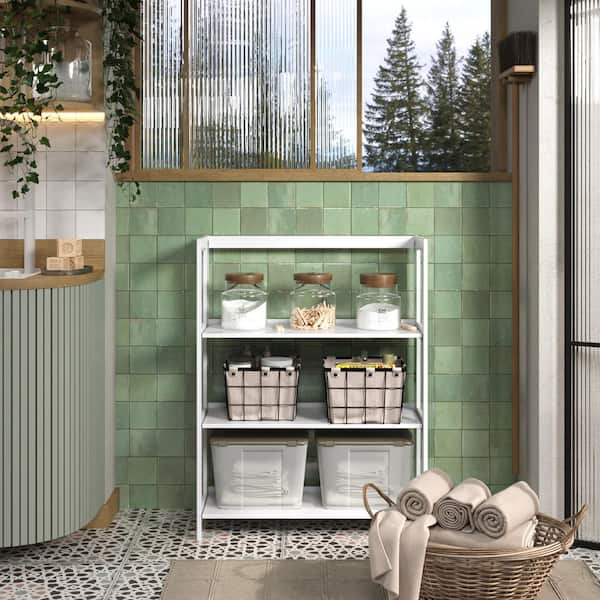 Jela-USA Solid Wood 3-Shelf Folding Bookcase-White