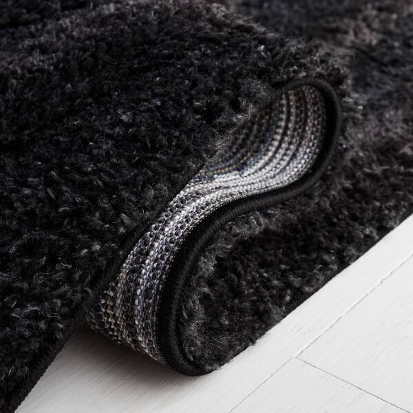 SAFAVIEH Hi-Lo Shag Black 9 ft. x 9 ft. Swirl High-Low Square Area