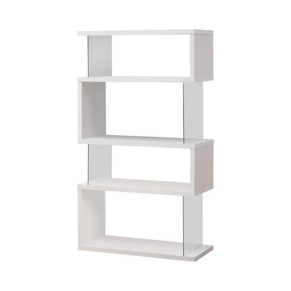 Coaster 63 in. White Wood 4-shelf Etagere Bookcase with Open Back