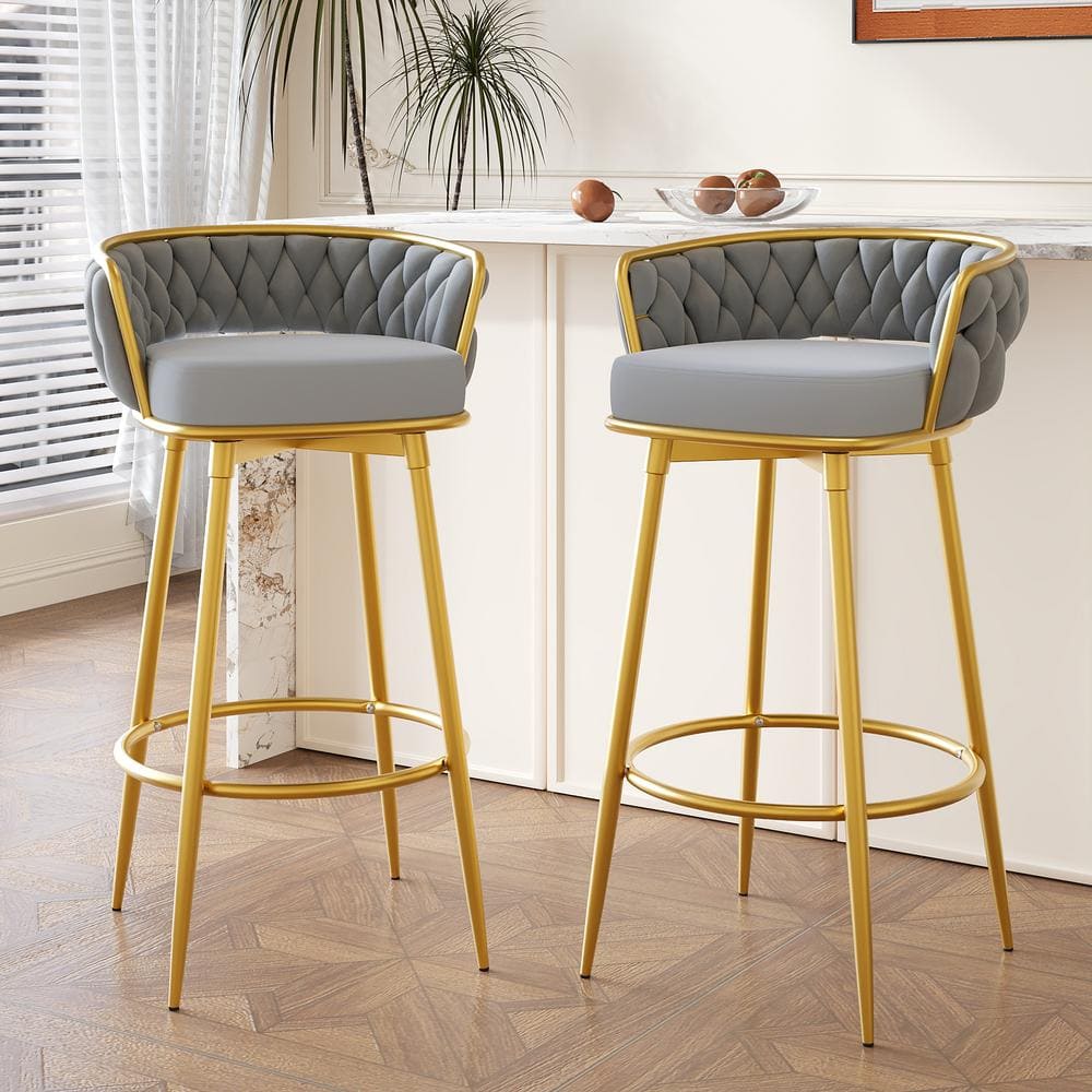 Counter Height Grey And Gold Bar Stool Counter Height Grey Gold - Main Image