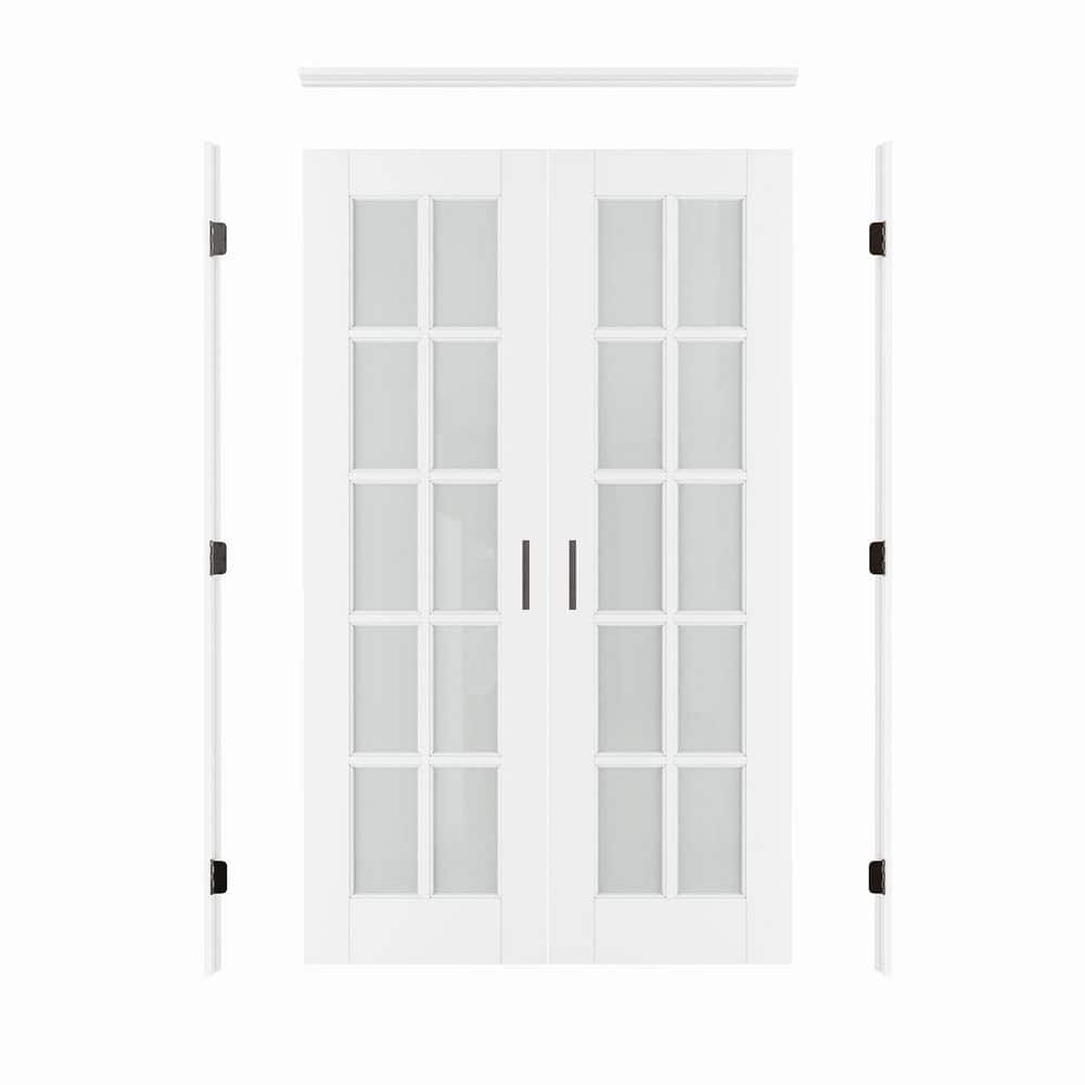 ARK DESIGN 48 in. x 80 in. 10-Lite Frosted Glass Universal Solid Core ...