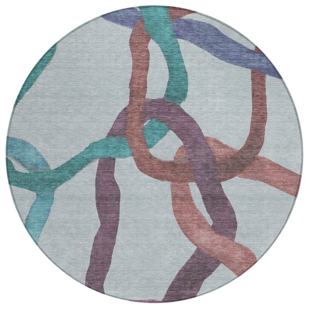 Chantille Machine Washable Indoor/Outdoor Abstract ACN2394 Teal 8 ft. x 8 ft. Round Rug price history on PriceWatchPro