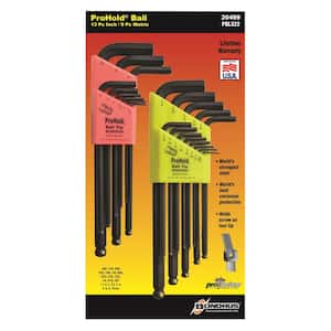Standard and Metric ProHold Ball End L-Wrench Sets (22-Piece)