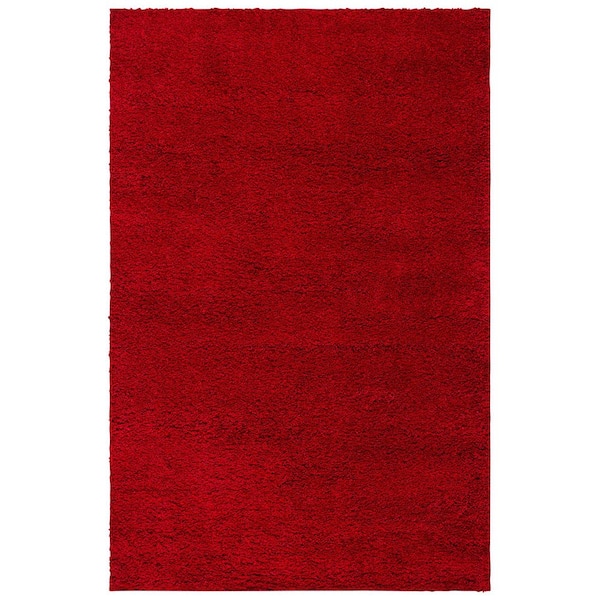 Milan Shag Red 5 ft. x 8 ft. Solid Flokati Area Rug