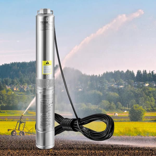 Deep Well Submersible Pump, 3HP/2200W 230V/60Hz, 37GPM Flow 640 ft. Head, with 33 ft. Electric Cord, 4 in. Water Pumps