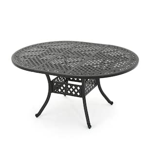 Black Oval Aluminum Expandable Outdoor Dining Table