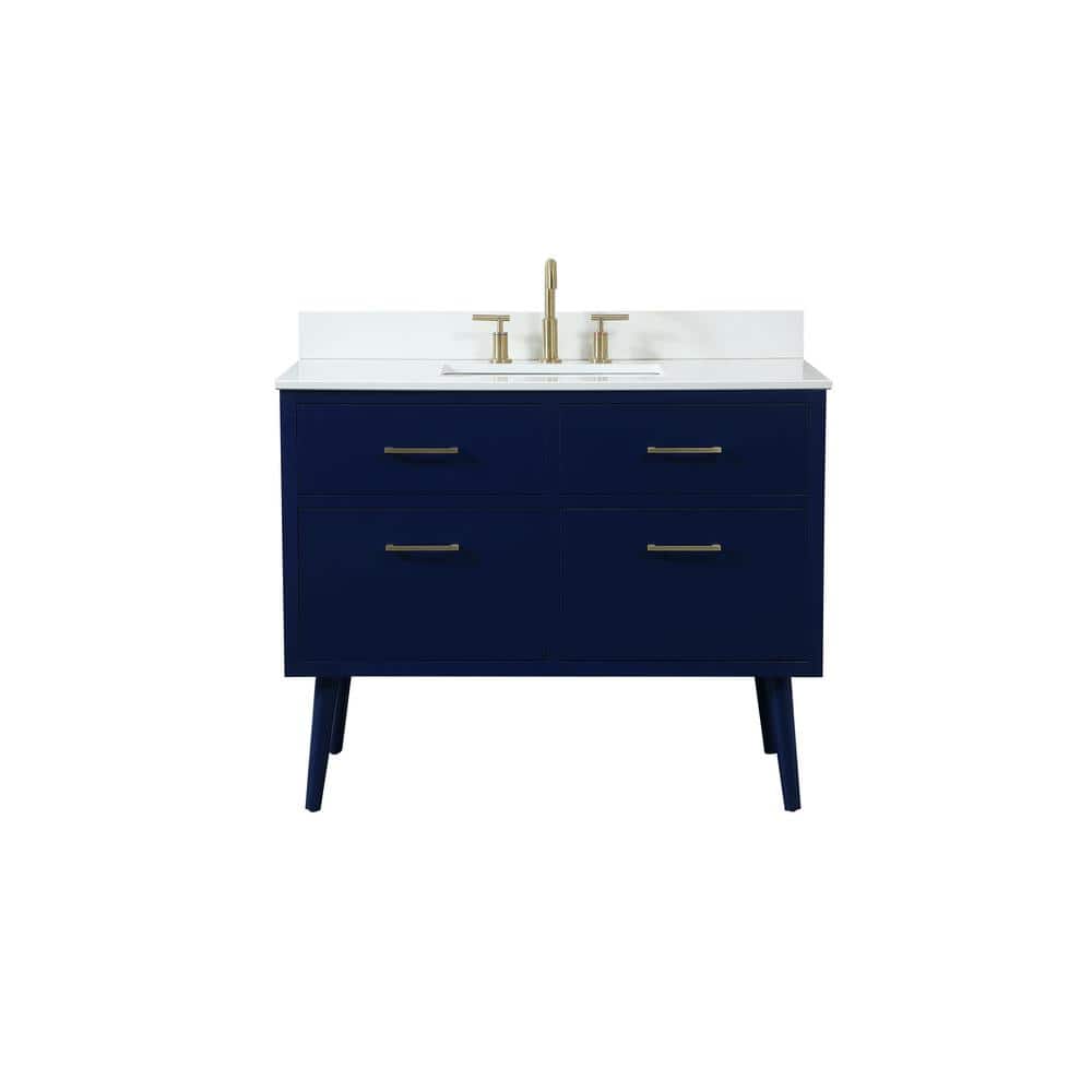 Timeless 42 in. W Single Bath Vanity in Blue with Engineered Stone Vanity T
