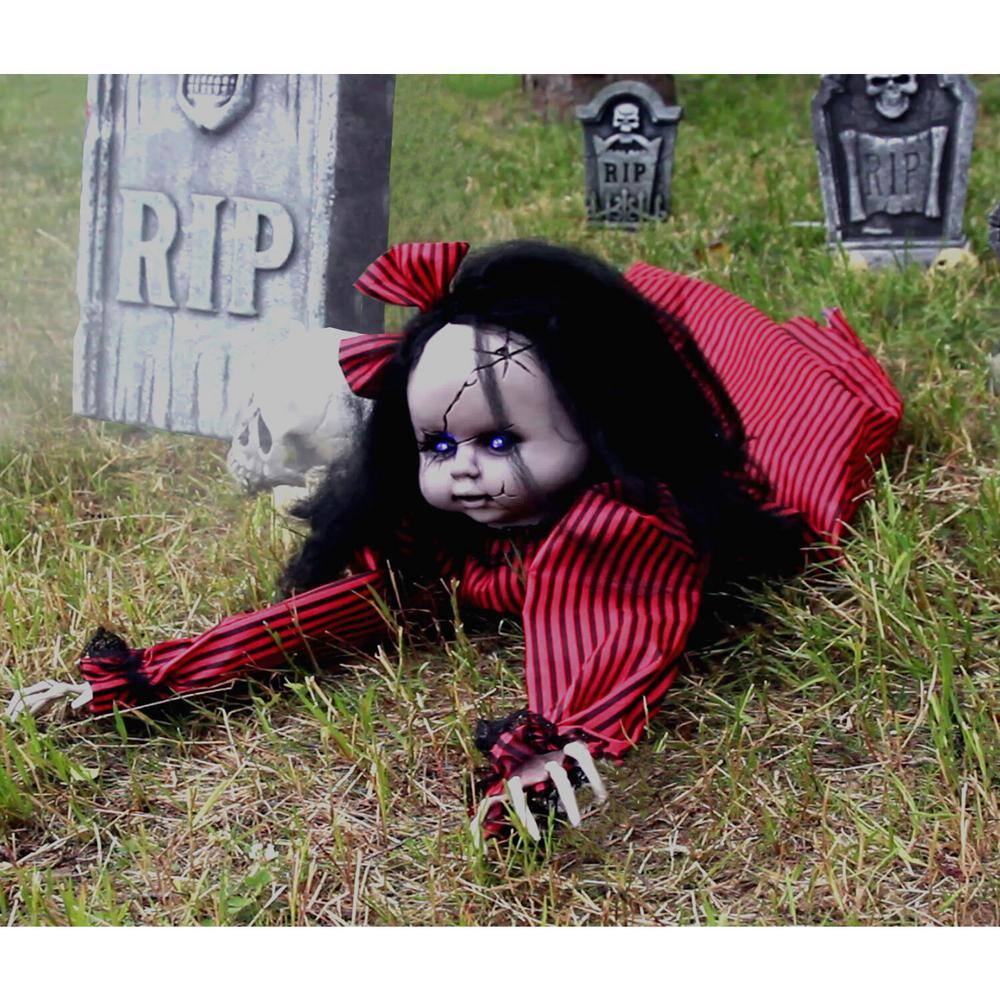 Haunted Hill Farm 44" Animatronic Crawling Doll with Light-Up Eyes