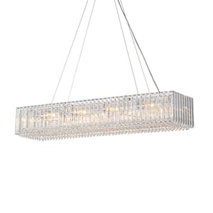 Orillia 39 in. 10-Light Rectangle Chrome Chandelier with Crystal