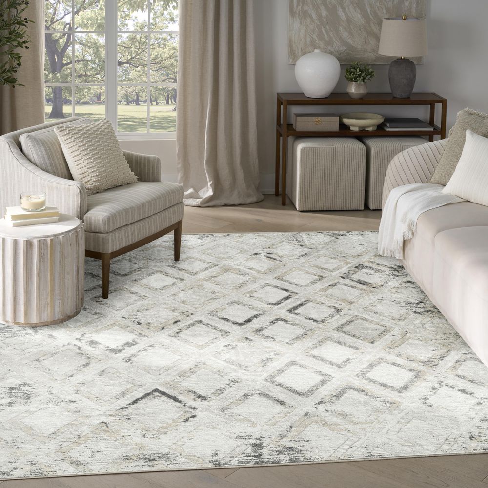 Dekor 8 ft. x 10 ft. Grey Charcoal Diamond Contemporary Area Rug