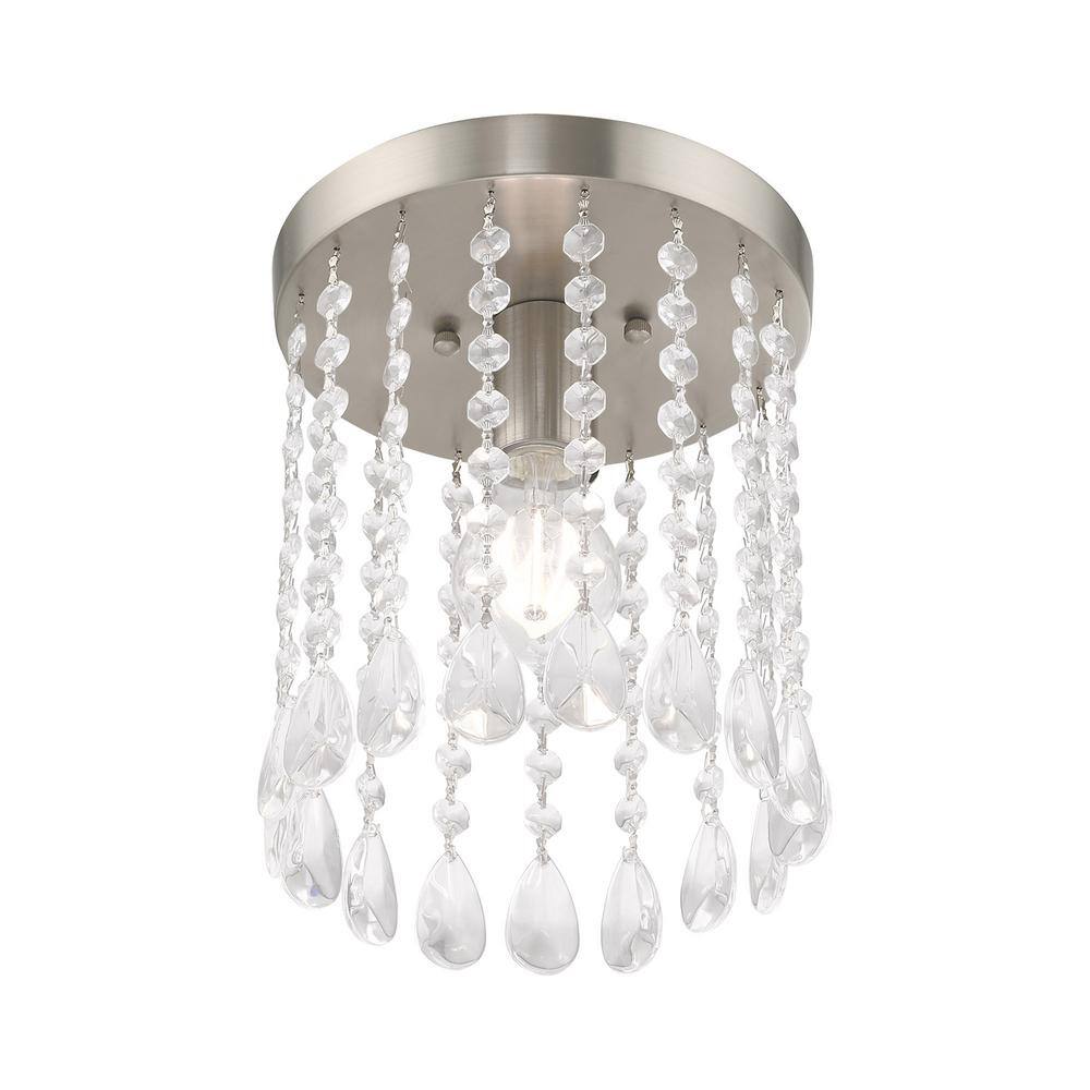 Elizabeth Brushed Nickel Ceiling Light with Clear Crystal Shade