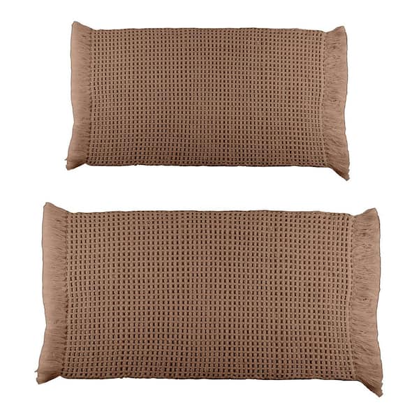 Natural Brown 2 Piece Waffle Bath Mat Set