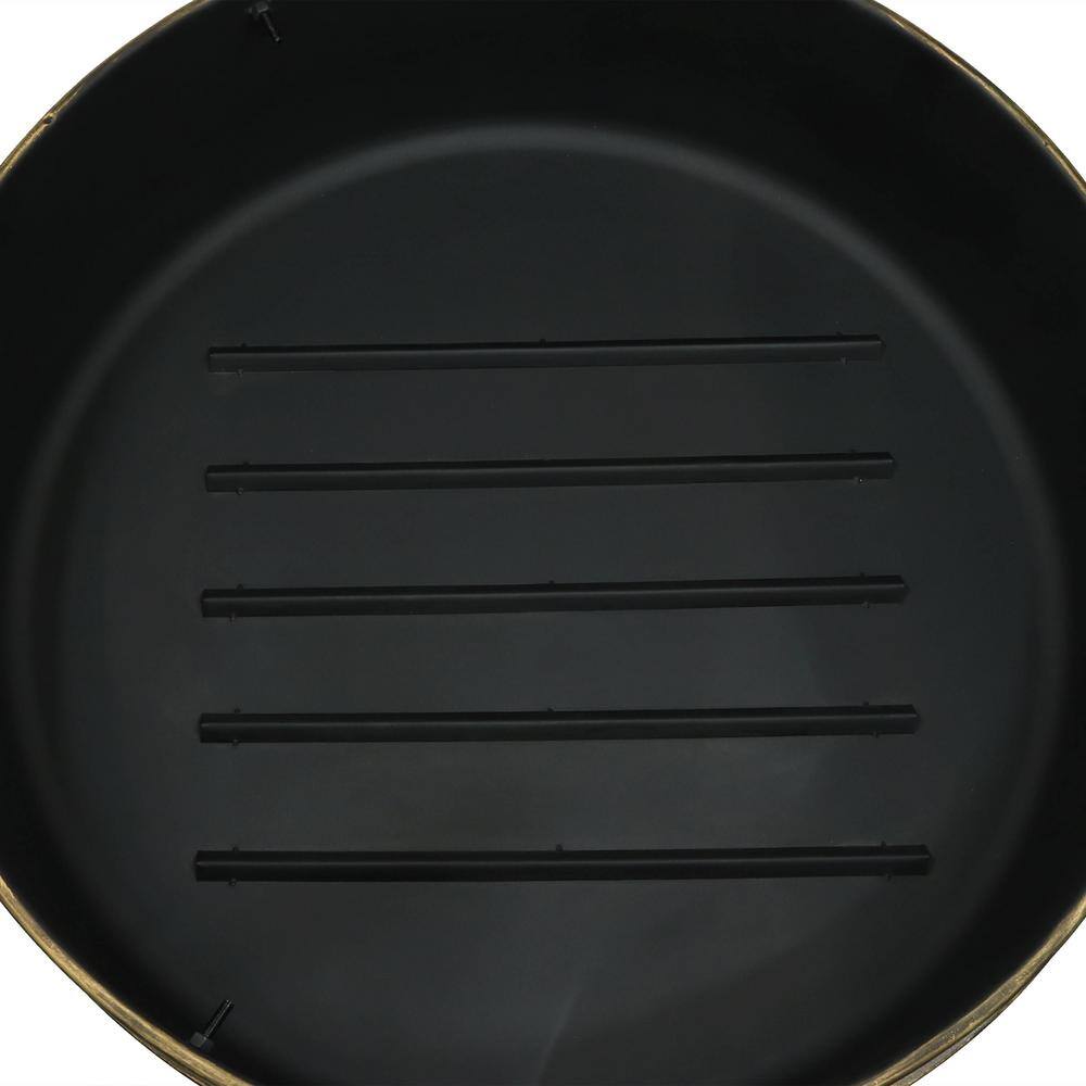 34-Inch Dark Bronze Steel Cauldron Style Fire Pit with Spark Screen