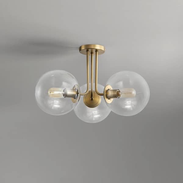 EDISLIVE Lueck 21.99 in. 3-Light Modern Sputnik Gold Semi Flush