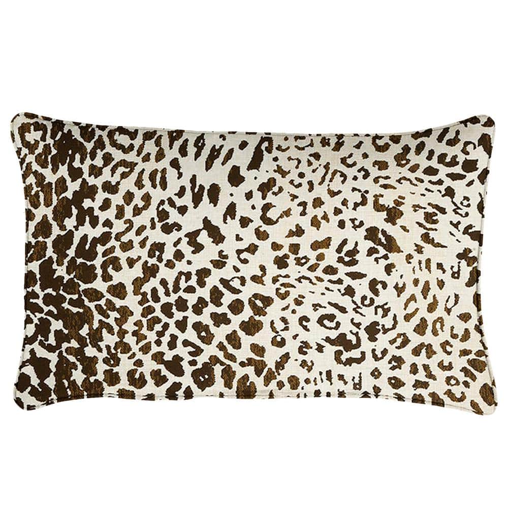 Sunbrella Espresso Leopard Rectangular Outdoor Corded Lumbar Pillows (2-Pac