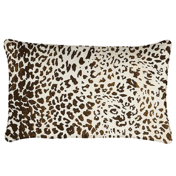 SORRA HOME Sunbrella Espresso Leopard Rectangular Outdoor Corded Lumbar Pillows (2-Pack)