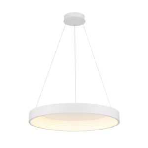 Conc 36-Watt 1-Light White Statement Integrated LED Pendant Light with Frosted Acrylic Shade