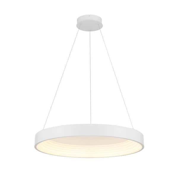 Conc 36-Watt 1-Light White Statement Integrated LED Pendant Light with Frosted Acrylic Shade