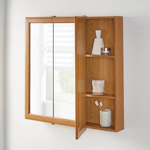 Tri View Bathroom Medicine Cabinet, Wooden Bathroom Medicine Cabinets With Mirrors