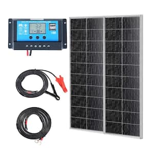 200 Watt Monocrystalline Solar Panel Kit with Charge Controller 23% PV Module IP68 Waterproof for RV Boat Camping,2-Pack