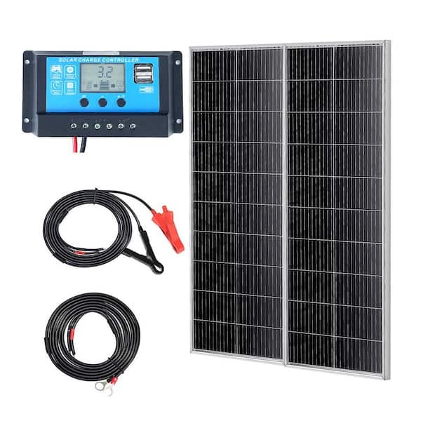 VEVOR 200 Watt Monocrystalline Solar Panel Kit with Charge Controller 23% PV Module IP68 Waterproof for RV Boat Camping,2-Pack
