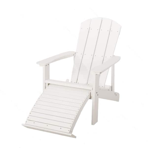 Tidoin Outdoor Classic White Wood Retractable Foldable Adirondack Chair