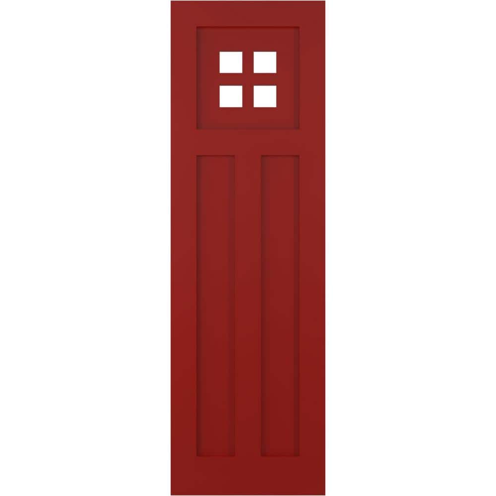 18 in. x 27 in. PVC True Fit San Antonio Mission Style Fixed Mount Flat Panel Shutters Pair in Fire Red price history on PriceWatchPro