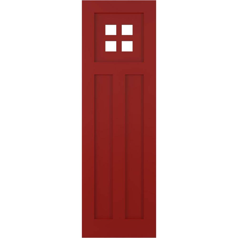 True Fit 18 in. x 50 in. Flat Panel PVC San Antonio Mission Style Fixed Mount Shutters, Fire Red (Per Pair) price history on PriceWatchPro
