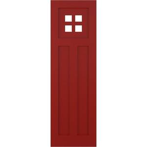 18 in. x 59 in. True Fit PVC San Antonio Mission Style Fixed Mount Flat Panel Shutters Pair in Fire Red