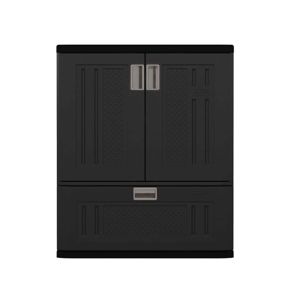 30 in. W x 36 in. H x 20 in. D 2 Shelf Plastic Resin Freestanding Cabinet 36 in. Black price history on PriceWatchPro