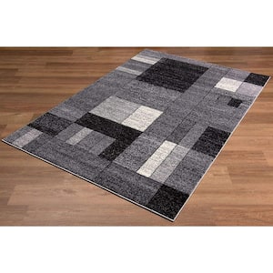 Bernadette Grey 4 ft. x 6 ft. Abstract Polyester Area Rug