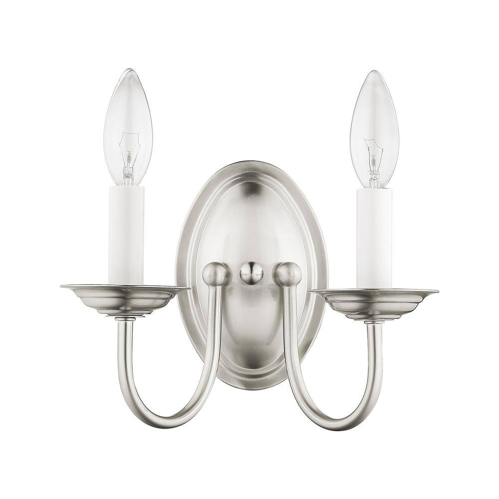 Elegant Traditional Brushed Nickel 2-Light Wall Sconce