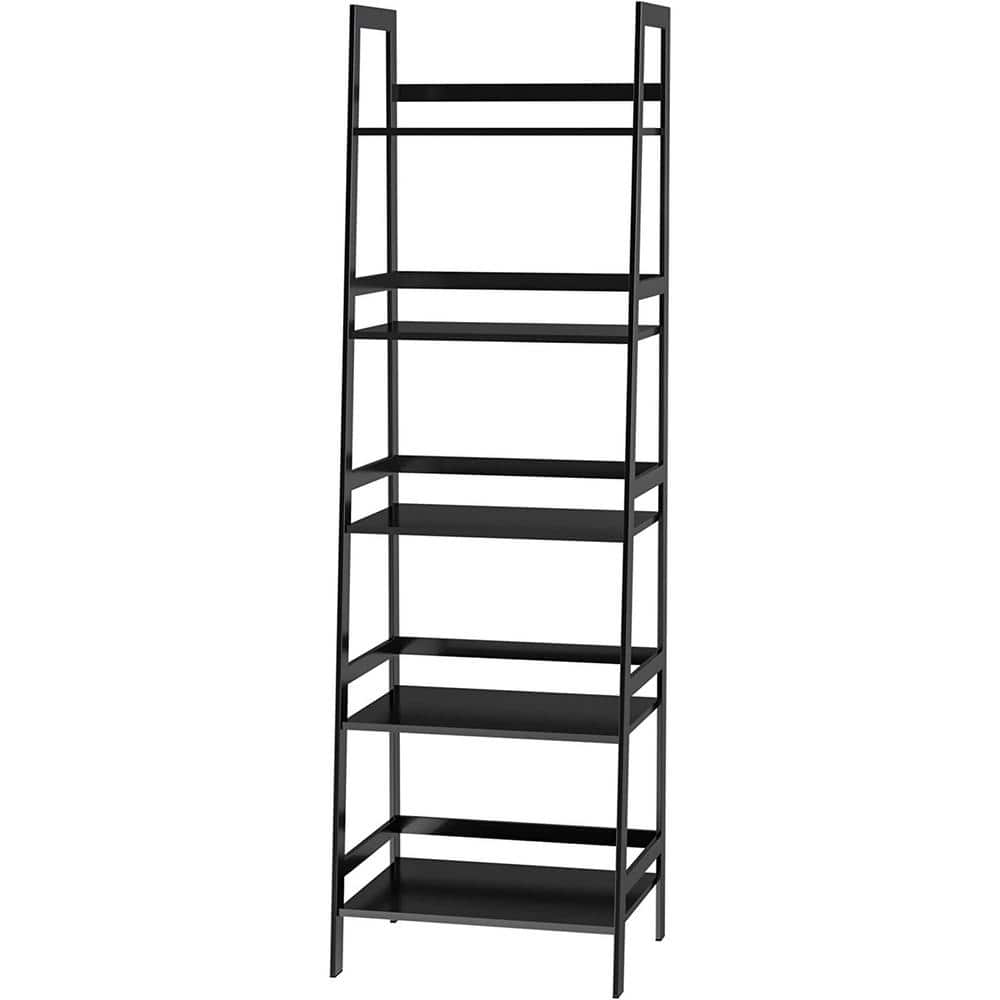 Tileon Ladder Shelf, 5 Tier Black Shelf, 20.47 in. W x 11.87 in. D x 59