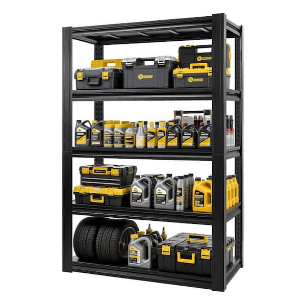 47.2 in. W x 23.6 in. D x 78 in. H 5-Tiers Heavy Duty Metal Adjustable Garage Freestanding Linen Cabinet in Black