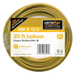 25 ft. 12/2 Yellow Solid CerroMax SLiPWire Copper NM-B Wire