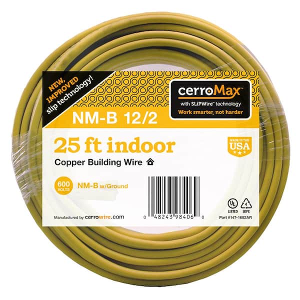 Cerrowire 25 ft. 12/2 Yellow Solid CerroMax SLiPWire Copper NM-B Wire