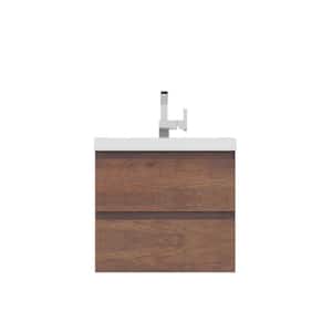 Paterno 24 in. W x 19 in. D Wall Mount Bath Vanity in Rosewood with Acrylic Vanity Top in White with White Basin