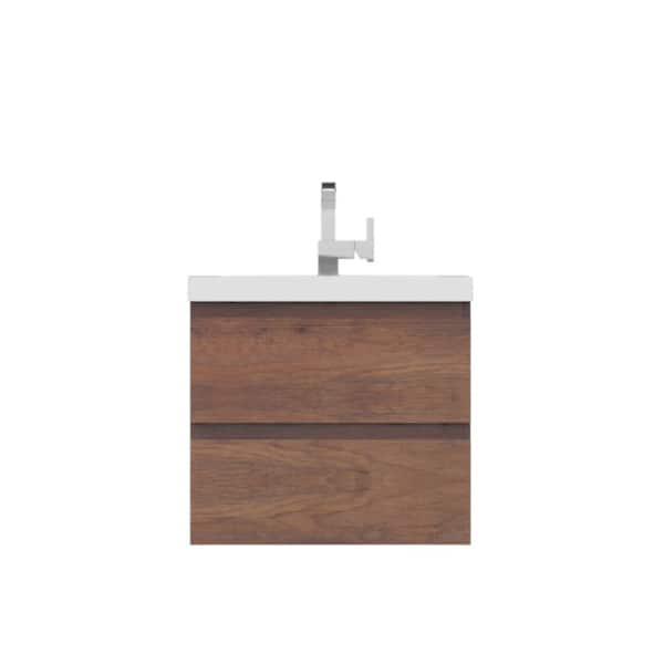 Alya Bath Paterno 24 in. W x 19 in. D Wall Mount Bath Vanity in Rosewood with Acrylic Vanity Top in White with White Basin