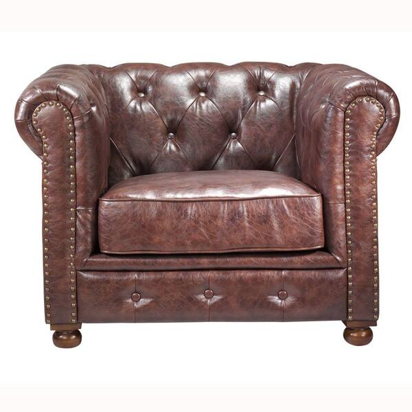 Home Decorators Collection Gordon Brown Leather Arm Chair