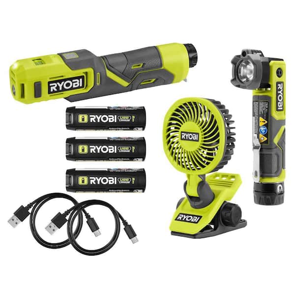 RYOBI USB Lithium 3-Tool Cordless Combo Kit with 2.0 Ah Battery and Charging Cable