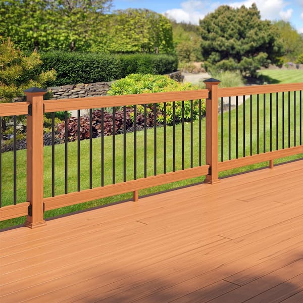 6 ft. Cedar-Tone Southern Yellow Pine Rail Kit with Aluminum Round Balusters