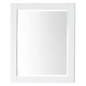 Transitional 24 in. W x 30 in. H Framed Rectangular Beveled Edge Bathroom Vanity Mirror in White