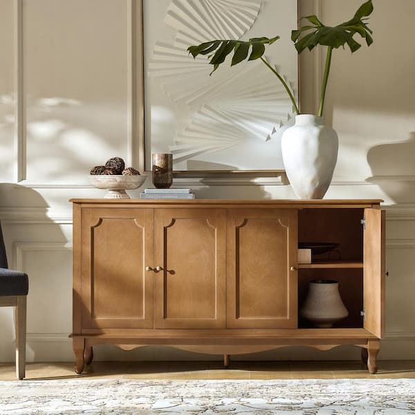 Cindy Acorn 58" Wide 4 door Sideboard with Apron Design and Ajustable Shelves
