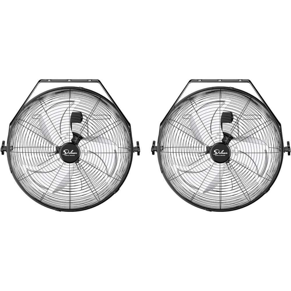 Tidoin 2-Pack 20 in. 3-Speed High Velocity Black Indoor Wall Mount